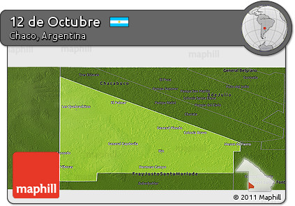 Physical Panoramic Map of 12 De Octubre, darken