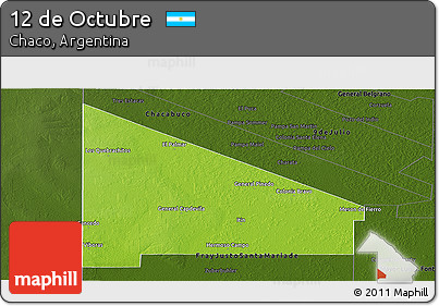 Physical Panoramic Map of 12 De Octubre, darken