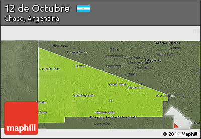 Physical Panoramic Map of 12 De Octubre, darken, semi-desaturated
