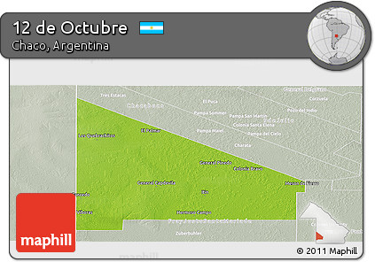 Physical Panoramic Map of 12 De Octubre, lighten, semi-desaturated