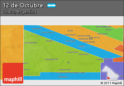 Physical Panoramic Map of 12 De Octubre, political outside