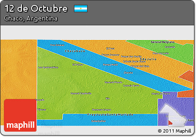 Physical Panoramic Map of 12 De Octubre, political outside