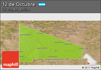 Physical Panoramic Map of 12 De Octubre, satellite outside