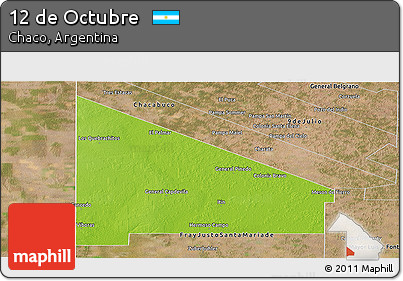 Physical Panoramic Map of 12 De Octubre, satellite outside