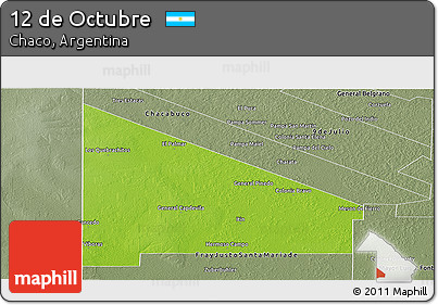 Physical Panoramic Map of 12 De Octubre, semi-desaturated