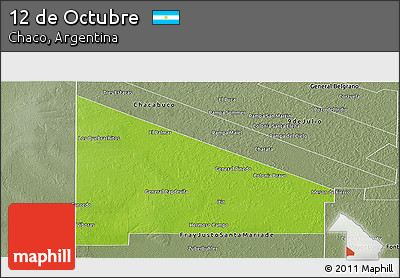 Physical Panoramic Map of 12 De Octubre, semi-desaturated