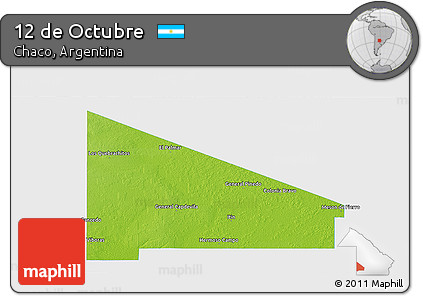 Physical Panoramic Map of 12 De Octubre, single color outside