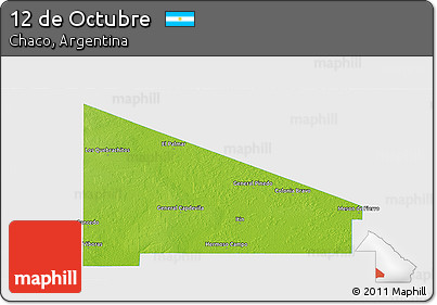 Physical Panoramic Map of 12 De Octubre, single color outside