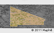 Satellite Panoramic Map of 12 de Octubre, darken, desaturated