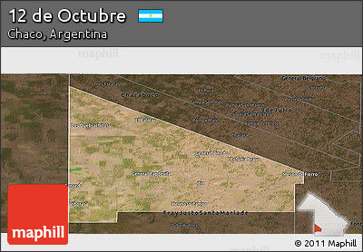 Satellite Panoramic Map of 12 De Octubre, darken