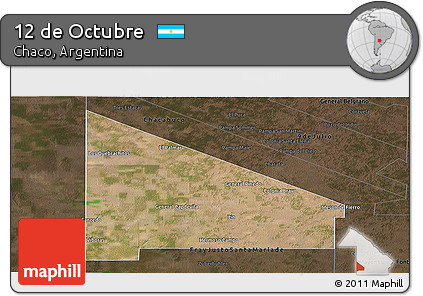 Satellite Panoramic Map of 12 De Octubre, darken