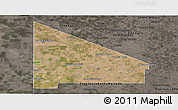 Satellite Panoramic Map of 12 de Octubre, darken, semi-desaturated