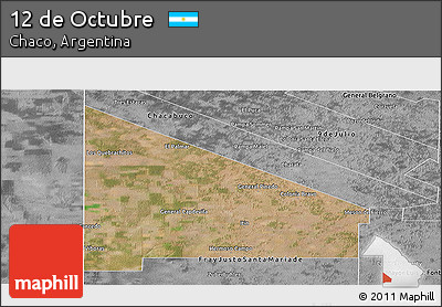 Satellite Panoramic Map of 12 De Octubre, desaturated