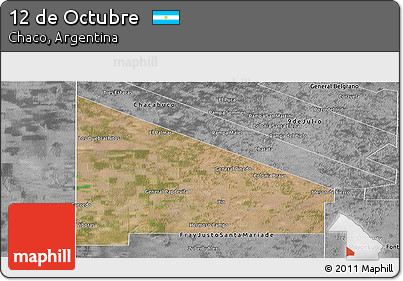Satellite Panoramic Map of 12 De Octubre, desaturated