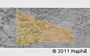 Satellite Panoramic Map of 12 de Octubre, desaturated