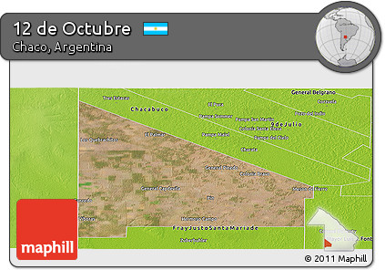 Satellite Panoramic Map of 12 De Octubre, physical outside