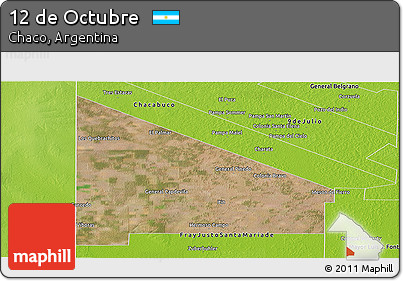 Satellite Panoramic Map of 12 De Octubre, physical outside