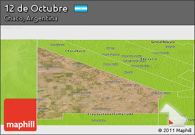 Satellite Panoramic Map of 12 De Octubre, physical outside
