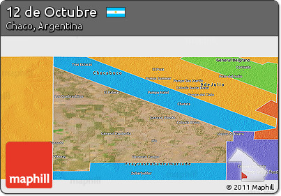 Satellite Panoramic Map of 12 De Octubre, political outside