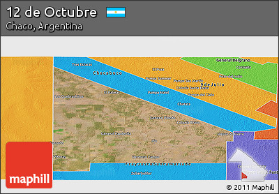 Satellite Panoramic Map of 12 De Octubre, political outside