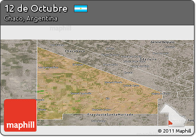 Satellite Panoramic Map of 12 De Octubre, semi-desaturated