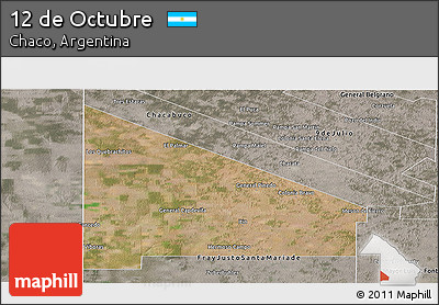 Satellite Panoramic Map of 12 De Octubre, semi-desaturated