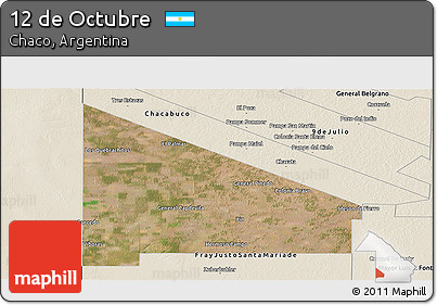 Satellite Panoramic Map of 12 De Octubre, shaded relief outside