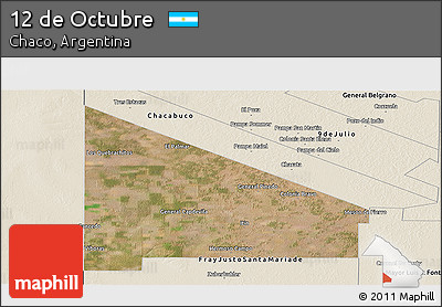 Satellite Panoramic Map of 12 De Octubre, shaded relief outside