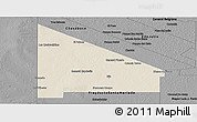 Shaded Relief Panoramic Map of 12 de Octubre, darken, desaturated