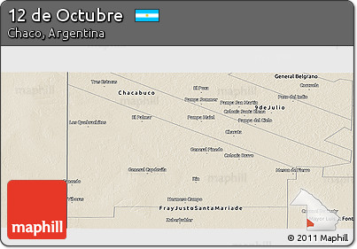 Shaded Relief Panoramic Map of 12 De Octubre