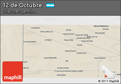 Shaded Relief Panoramic Map of 12 De Octubre
