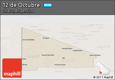 Shaded Relief Panoramic Map of 12 De Octubre, lighten
