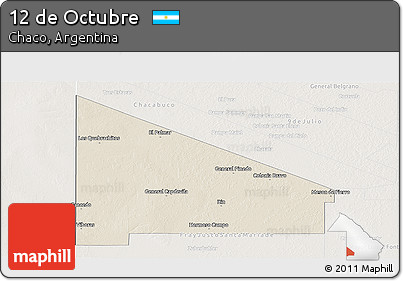 Shaded Relief Panoramic Map of 12 De Octubre, lighten