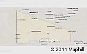 Shaded Relief Panoramic Map of 12 de Octubre, semi-desaturated