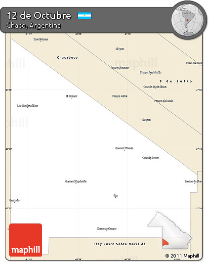 Classic Style Simple Map of 12 De Octubre