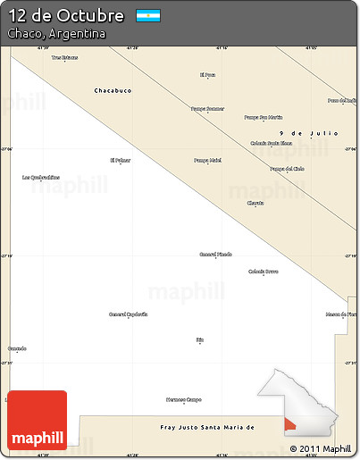 Classic Style Simple Map of 12 De Octubre