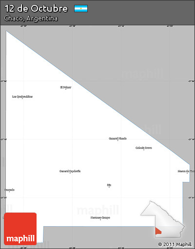 Gray Simple Map of 12 De Octubre, single color outside