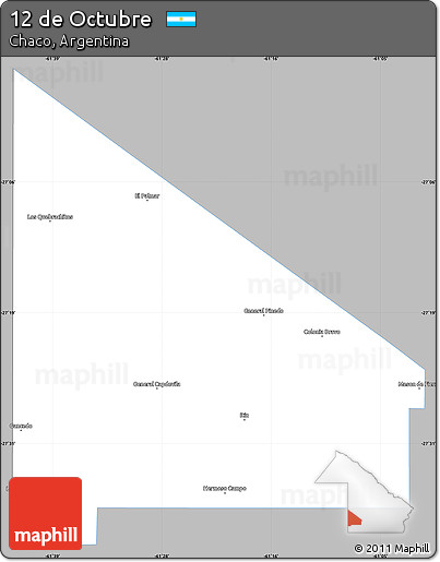 Gray Simple Map of 12 De Octubre, single color outside