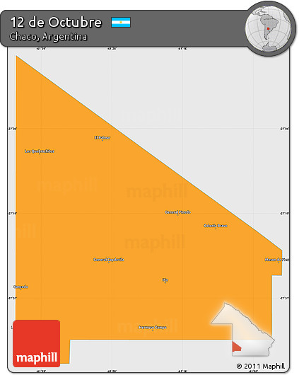 Political Simple Map of 12 De Octubre, single color outside