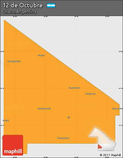 Political Simple Map of 12 De Octubre, single color outside