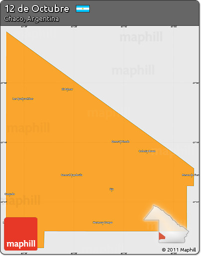 Political Simple Map of 12 De Octubre, single color outside