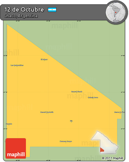 Savanna Style Simple Map of 12 De Octubre, single color outside