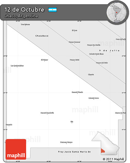 Silver Style Simple Map of 12 De Octubre