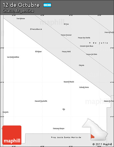 Silver Style Simple Map of 12 De Octubre