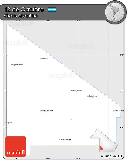 Silver Style Simple Map of 12 De Octubre, single color outside