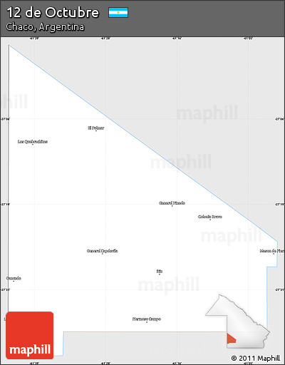 Silver Style Simple Map of 12 De Octubre, single color outside
