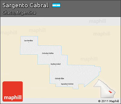 Classic Style 3D Map of Sargento Cabral, single color outside