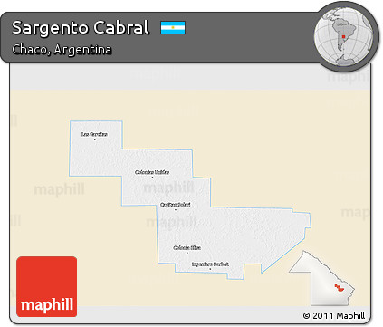 Classic Style 3D Map of Sargento Cabral, single color outside