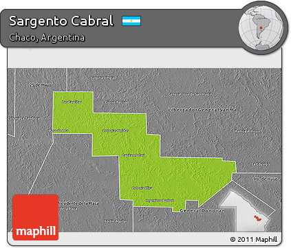 Physical 3D Map of Sargento Cabral, desaturated