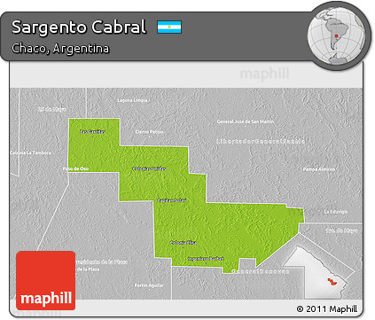 Physical 3D Map of Sargento Cabral, lighten, desaturated